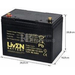 Bater�a Liven Battery LVDC90-12 | 12 voltios 90 amperios Ciclo Profundo